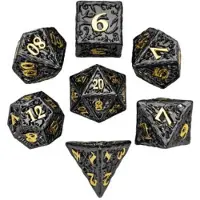 HOT Games dobbelstenen metaal zwart goud - DND set in luxe doos.