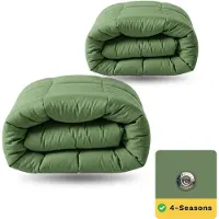Zelesta Wonderbed Timeless Green 140x200 - Dekbed zonder overtrek - 4 Seizoenen Dekbed - Wasbaar dekbed - Hoesloos dekbed - 2 in 1 Dekbed