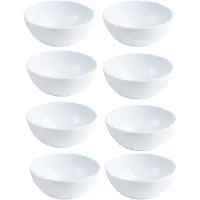 PlasticForte Kommetjes - 8x - Schaaltjes - wit - kunststof - 12 x 5 cm - voor dessert en ontbijt - 425 ML - BPA vrij - Onbreekbaar