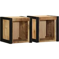 vidaXL Nachtkastjes 2 st 40x35x40 cm massief ruw hout mango