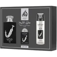Lattafa Pride Ishq Al Shuyukh zilveren luxe parfumcadeauset voor heren