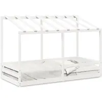vidaXL Kinderbed met bedhuis 90x200 cm massief grenenhout wit