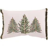 J-Line kussen Kerstbomen - katoen - wit/donkergroen