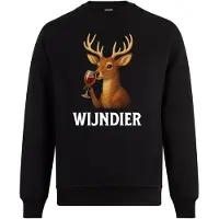 B&C Wijndier Kersttrui - Dames Heren - Unisex - Kerst Cadeau - Wijn - Grappig - Foute Kersttrui - Maat L