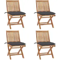 vidaXL Klapstoelen met kussens, 4-delig, massief teak hout