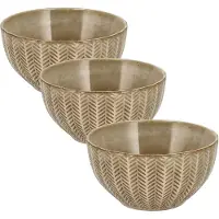 Discountershop Serveerkommen - Set van 3 Aardewerk Kommen - Soepkommen Zonder Oor – Gebruikt als Schalen en Fruitschaal – Ramen Kom Set