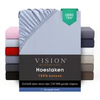 Vision Home VISION Hoeslaken - 100% katoen - 160x200 cm - Lichtgrijs - Tweepersoonsbed - Oekotex gecertificeerd