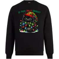B&C Is This Jolly Enough? Kersttrui - Dames Heren - Kat - Unisex - Kerst Cadeau - Grappig - Foute Kersttrui - Maat L