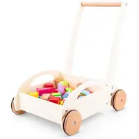 New Classic Toys Loopwagen - - 34 houten blokken - Wit - Unisex - 12 maanden en ouder