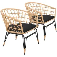 Happy Garden Set van 2 kunststof rotan fauteuils met kussens AIKO