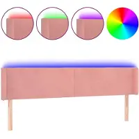 vidaXL Hoofdbord LED 203x16x78/88 cm fluweel roze