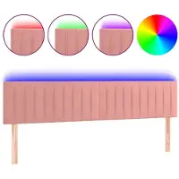 vidaXL Hoofdbord LED 160x5x78/88 cm fluweel roze