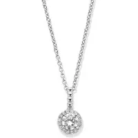 New Bling 9NB-1451 Zilveren Dames Ketting met Zirkonia Hanger - 925 Sterling Zilver - Rhodium Plated - Verstelbaar 40-45 cm