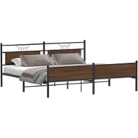 vidaXL Bedframe zonder matras metaal bruin eikenkleur 193x201 cm