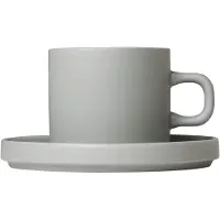 Blomus PILAR koffiekoppen - 2 stuks - 200ml met schotel - Mirage Grey