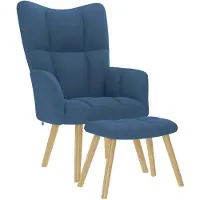 vidaXL Relaxstoel met voetenbank stof blauw