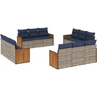 vidaXL 12-delige tuinbankset met kussens, grijs polyrotan