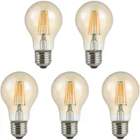 SPL E27 LED Lamp 4W met Dag en Nacht Sensor - Goud - Warm Wit - LED Filament - Amber - Vervangt 45W - 5 Stuks