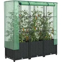 vidaXL Plantenbak verhoogd met kashoes 120x40x138 cm rattanlook