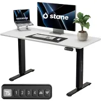 Stane Zit Sta Bureau Elektrisch Verstelbaar - 4 Geheugen Standen - Incl. Kabelgoot - 140 x 80 cm - Wit blad, Zwart Frame