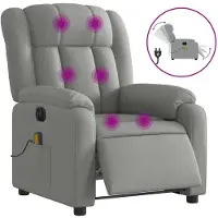 vidaXL Massagestoel elektrisch verstelbaar stof lichtgrijs