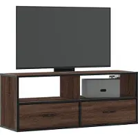 vidaXL Tv-meubel 100x31x39,5 cm bewerkt hout metaal bruin eikenkleurig
