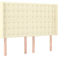 vidaXL Hoofdbord met randen 147x16x118/128 cm kunstleer crèmekleurig