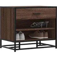 vidaXL Schoenenbank 60x40x53,5 cm bewerkt hout en metaal bruin eiken