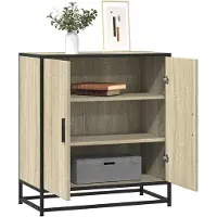 vidaXL Dressoir 68x35x76 cm bewerkt hout en metaal sonoma eikenkleur
