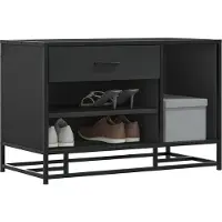 vidaXL Schoenenbank 80x40x53,5 cm bewerkt hout en metaal zwart