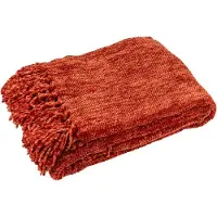 J-Line Blanket chenille polyester rust brown