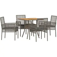 vidaXL Tuin Eettafel Set 5 st Grijs poly rattan