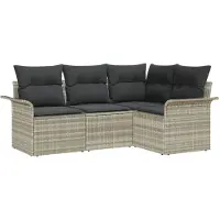 vidaXL Tuinbank Set 4 st Lichtgrijs poly rattan