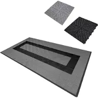 MonsterShop Geventileerde Kliktegels 3,2m x 6m voor Garage en Werkplaatsen, Antislip - 90 Grijs en 30 Zwart