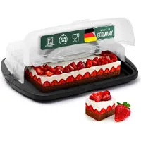 Novaliv 2x Taarttransportbox XL (Rechthoekig 47 x 35 x 11 cm), Opbergdoos Opvouwbaar, Feestdoos Container Taarttransportbox Taartcontainer Container, Taarten Taarten Muffins Desserts Buffet