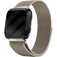 Strap-it Milanees Smartwatch bandje - Geschikt voor Fitbit Versa / Versa 2 Milanese band - champagne - Horlogeband / Polsband / Armband - Maat: Maat S