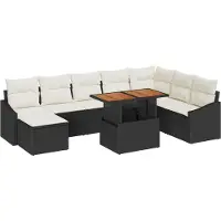 vidaXL Tuinbank Set 9 st Zwart en Crème