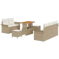 vidaXL Tuinbank Set 8 st Beige poly rattan