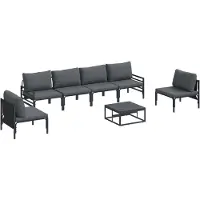 vidaXL Tuinset met 7 zitplaatsen, zwart, staal