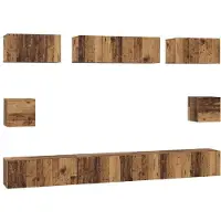 vidaXL Tv-meubelset 8 st Oud Hout Bewerkt hout
