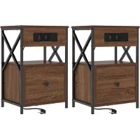 vidaXL Nachtkastje 2 st Bruin Eiken 40 x 31 x 60 cm Bewerkt hout