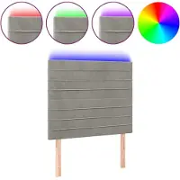 vidaXL Hoofdbord LED 90x5x118/128 cm fluweel lichtgrijs