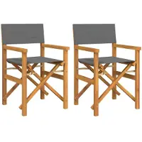 vidaXL Regisseursstoelen inklapbaar 2 st massief teakhout grijs