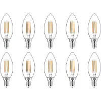 Avide E14 LED Filament Lamp 4.5W - 270lm - 2700K - Neutraal Wit - LED Kaarslamp B35 - Vervangt 40W Gloeilamp - 10 stuks