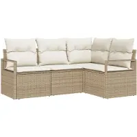 vidaXL Bankstel 4 st Beige en Crème poly rattan