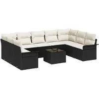 vidaXL Tuinbank Set 10 st Zwart poly rattan
