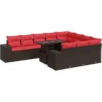 vidaXL 11-delige Loungeset met kussens poly rattan acacia bruin