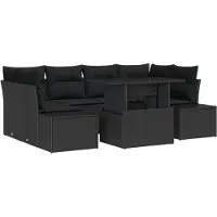 vidaXL Bankstel 7 st Zwart poly rattan