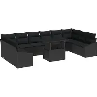 vidaXL Bankstel 11 st Zwart poly rattan