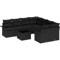 vidaXL Tuinbank Set 9 st Zwart poly rattan
